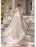 Ivory Beaded Lace Glitter Tulle Wedding Dress